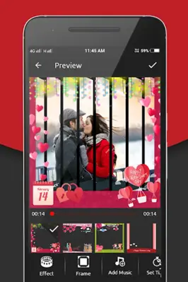 Valentin Day Video Maker Music android App screenshot 2